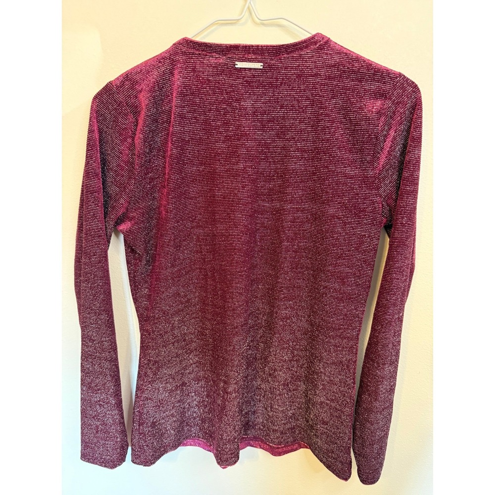 Michael Kors Top Womens XS Magenta Excellent Metallic Shimmer Long Sleeve Crew - Picture 6 of 6